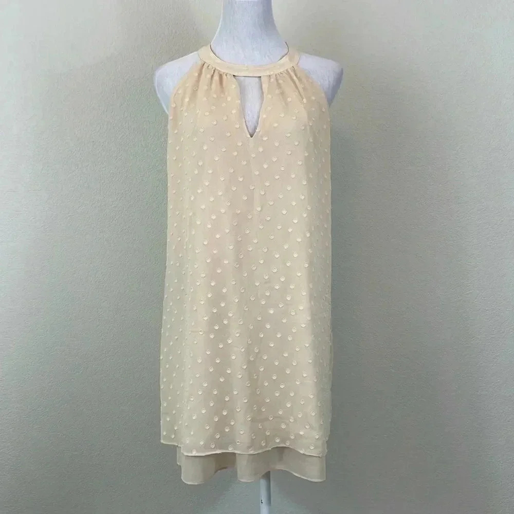 BCBGMAXAZRIA women’s size small powder halter mini dress with polka dots